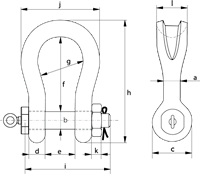 P-6033 Green Pin Sling Shackles Technical Drawing